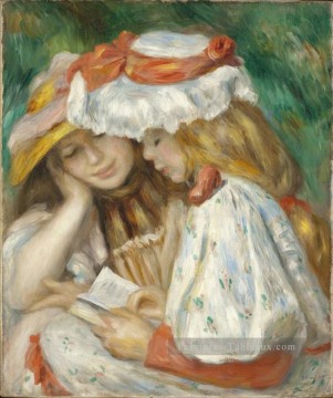  renoir art - deux filles lisant dans le jardin Pierre Auguste Renoir